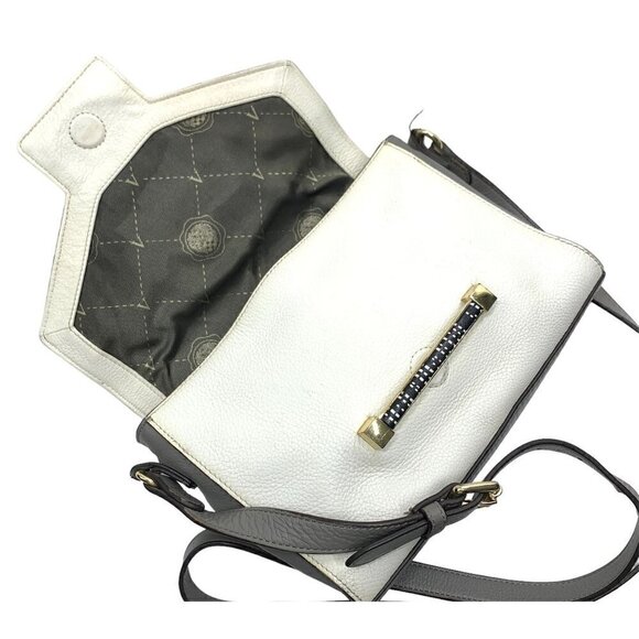 Vince Camuto Color Block Front Flap Crossbody Bag - Coral/White/Gray Leather - Picture 3 of 11